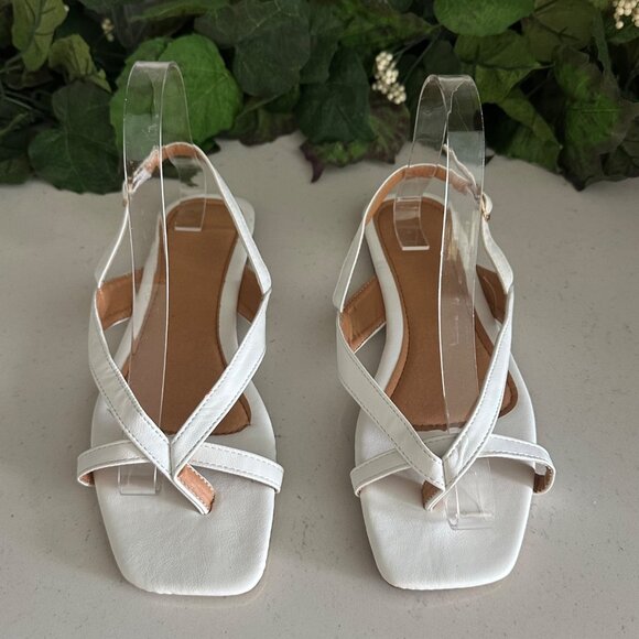 White Cross-Strap Slingback Sandals With Square Toe For Women - Picture 1 of 7